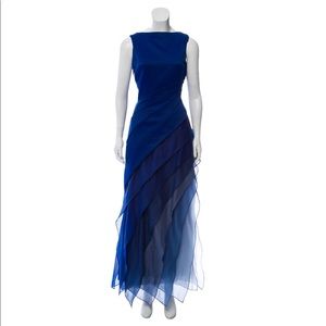 Halston heritage blue layer dress size 6